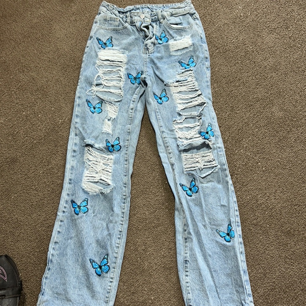butterfly baggy jeans
